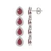 Image 2 : 10.2 ctw Ruby & Diamond Micro Pave Halo Earrings 10k White Gold - REF-155H5R