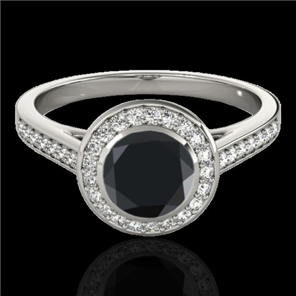 1.3 ctw Certified VS Black Diamond Solitaire Halo Ring 10k White Gold - REF-49H4R