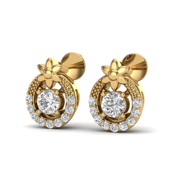 0.40 ctw Micro Pave VS/SI Diamond Certified Halo Earrings 18k Yellow Gold - REF-27A8N
