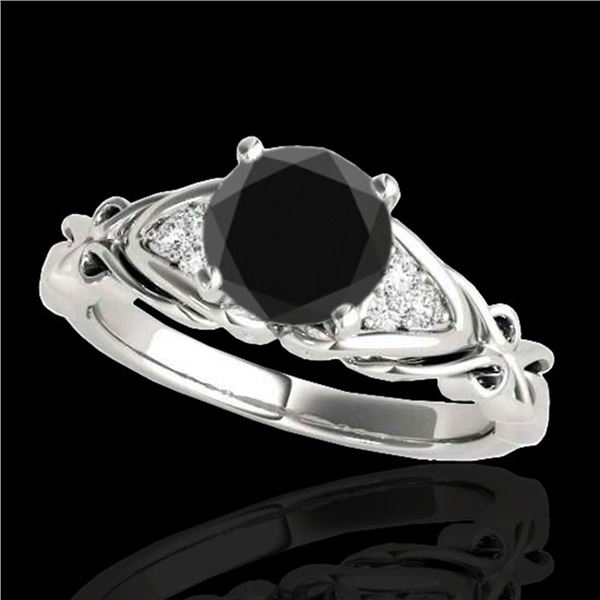 1.35 ctw Certified VS Black Diamond Solitaire Ring 10k White Gold - REF-41F2M