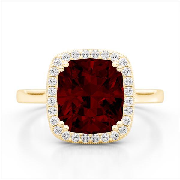 3 ctw Garnet & Micro Pave VS/SI Diamond Certified Ring 18k Yellow Gold - REF-37G6W