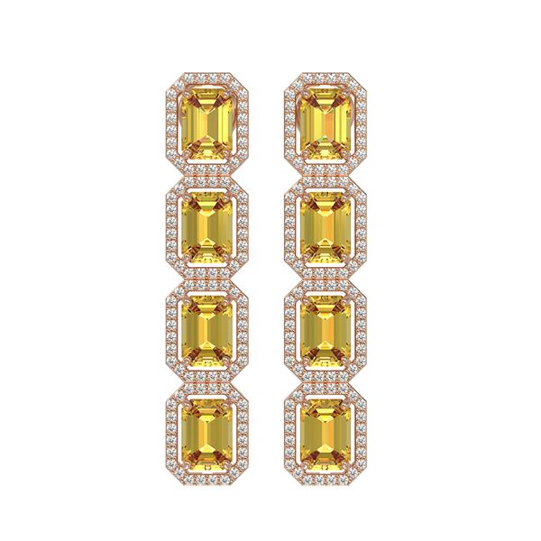 11.18 ctw Fancy Citrine & Diamond Micro Pave Halo Earrings 10k Rose Gold - REF-147A5N