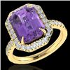 Image 2 : 5.03 ctw Amethyst & Micro Pave VS/SI Diamond Ring 18k Yellow Gold - REF-46H5R