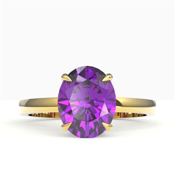 2.50 ctw Amethyst Designer Ring 18k Yellow Gold - REF-27H2R