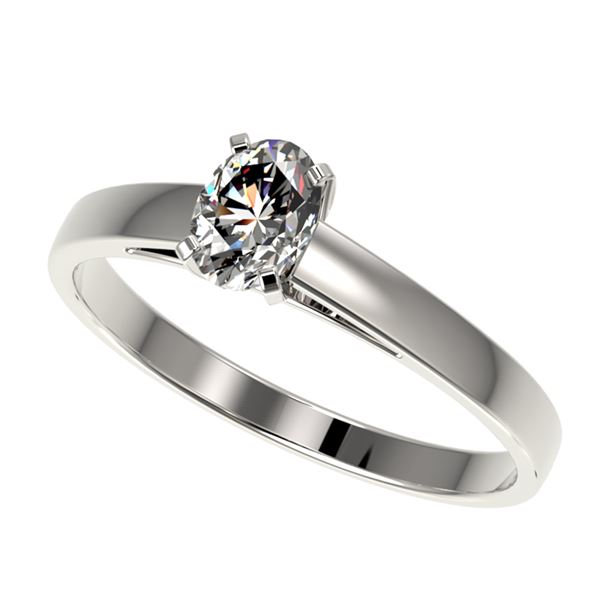 0.50 ctw Certified VS/SI Quality Oval Diamond Engagment Ring 10k White Gold - REF-60X3A