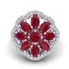 Image 2 : 4 ctw Ruby & VS/SI Diamond Certified Cluster Designer Ring 10k White Gold - REF-49H3R