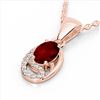 Image 1 : 1.25 ctw Garnet & Micro Pave VS/SI Diamond Necklace 10k Rose Gold - REF-18R4K