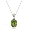 Image 2 : 3 ctw Green Tourmaline Designer Solitaire Necklace 18k White Gold - REF-33A8N