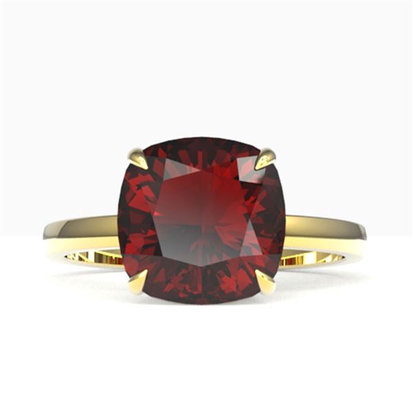 6 ctw Cushion Cut Garnet Engagment RNG 18k Yellow Gold - REF-29K3Y