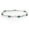 Image 1 : 3.02 ctw Emerald & Diamond Bracelet 10k White Gold - REF-26X9A