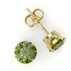 Image 2 : 4 ctw Green Tourmaline Designer Solitaire Stud Earrings 18k Yellow Gold - REF-36F8M