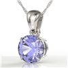 Image 1 : 2 ctw Tanzanite Designer Solitaire Necklace 18k White Gold - REF-32F8M