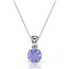 Image 2 : 2 ctw Tanzanite Designer Solitaire Necklace 18k White Gold - REF-32F8M