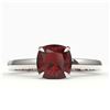 Image 1 : 1.50 ctw Cushion Cut Garnet Designer Engagment Ring 18k White Gold - REF-25K2Y