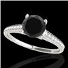 Image 1 : 1.5 ctw Certified VS Black Diamond Solitaire Ring 10k White Gold - REF-50W9H