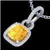 Image 1 : 3.50 ctw Citrine & Micro VS/SI Diamond Necklace 18k White Gold - REF-49H6R