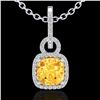 Image 2 : 3.50 ctw Citrine & Micro VS/SI Diamond Necklace 18k White Gold - REF-49H6R