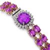 Image 2 : 14.31 ctw Amethyst & Diamond Bracelet 14K Rose Gold - REF-178Y2X