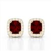 Image 1 : 2.50 ctw Garnet & Micro Pave VS/SI Diamond Earrings 10k Yellow Gold - REF-34R3K