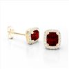 Image 2 : 2.50 ctw Garnet & Micro Pave VS/SI Diamond Earrings 10k Yellow Gold - REF-34R3K