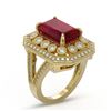 Image 2 : 7.11 ctw Certified Ruby & Diamond Victorian Ring 14K Yellow Gold - REF-171G5W