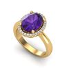 Image 2 : 2.50 ctw Amethyst & Micro Pave VS/SI Diamond Ring 18k Yellow Gold - REF-40X9A