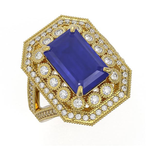 7.11 ctw Certified Sapphire & Diamond Victorian Ring 14K Yellow Gold - REF-171A5N