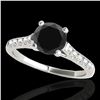 Image 1 : 1.2 ctw Certified VS Black Diamond Solitaire Ring 10k White Gold - REF-39Y5X