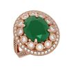 Image 1 : 8.76 ctw Certified Emerald & Diamond Victorian Ring 14K Rose Gold - REF-213W5H