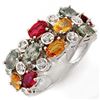 Image 1 : 4.20 ctw Multi-Sapphire & Diamond Ring 10k White Gold - REF-40F2M