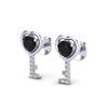 Image 1 : 0.80 ctw Black Diamond Micro Key to The Heart Earrings 14k White Gold - REF-24R4K