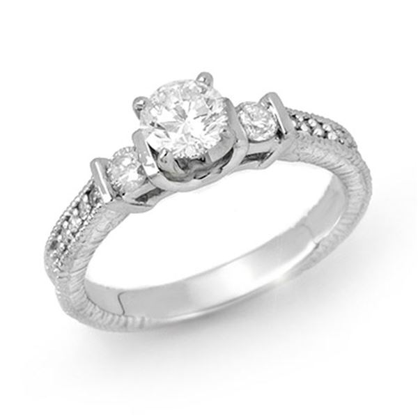 0.90 ctw Certified VS/SI Diamond Solitaire Ring 18k White Gold - REF-154G5W
