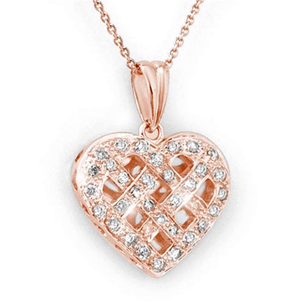 0.38 ctw Certified VS/SI Diamond Necklace 14k Rose Gold - REF-39W8H
