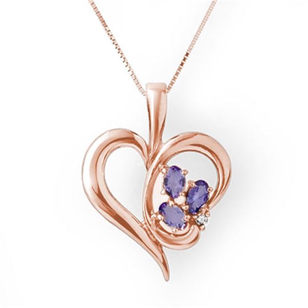 0.80 ctw Tanzanite & Diamond Pendant 10k Rose Gold - REF-16M2G