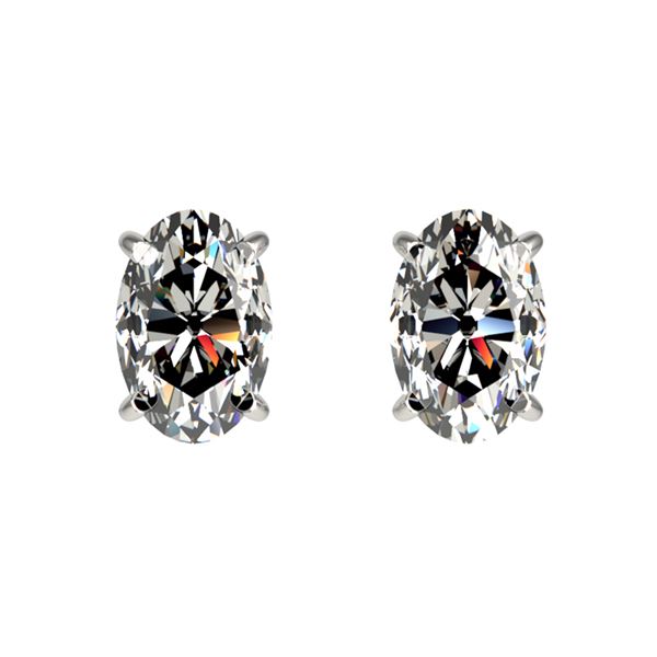 1 ctw Certified VS/SI Quality Oval Diamond Stud Earrings 10k White Gold - REF-120M3G