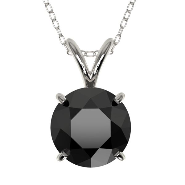 1.59 ctw Fancy Black Diamond Solitaire Necklace 10k White Gold - REF-30K3Y