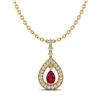 Image 2 : 1.15 ctw Ruby & Micro Pave VS/SI Diamond Necklace 14k Yellow Gold - REF-49A3N