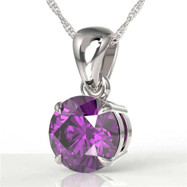 2 ctw Amethyst Designer Necklace 18k White Gold - REF-18X8A