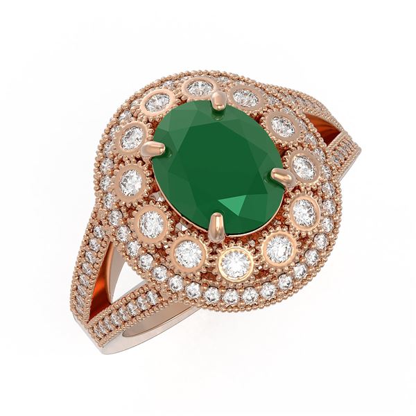 4.55 ctw Certified Emerald & Diamond Victorian Ring 14K Rose Gold - REF-143G6W