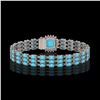 Image 3 : 22.19 ctw Turquoise & Diamond Bracelet 14K White Gold - REF-281K8Y