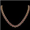 Image 1 : 34.11 ctw Ruby & Diamond Micro Pave Halo Necklace 10k Yellow Gold - REF-672A8N