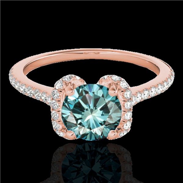 1.33 ctw SI Certified Fancy Blue Diamond Halo Ring 10k Rose Gold - REF-122F6M