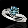 Image 1 : 1.31 ctw SI Certified Fancy Blue Diamond Bypass Ring 10k White Gold - REF-117X3A