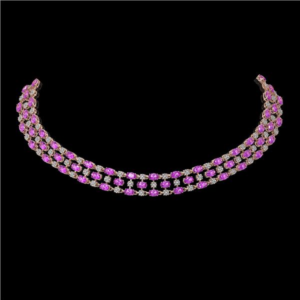 53.09 ctw Amethyst & Diamond Necklace 10K Rose Gold - REF-527A3N