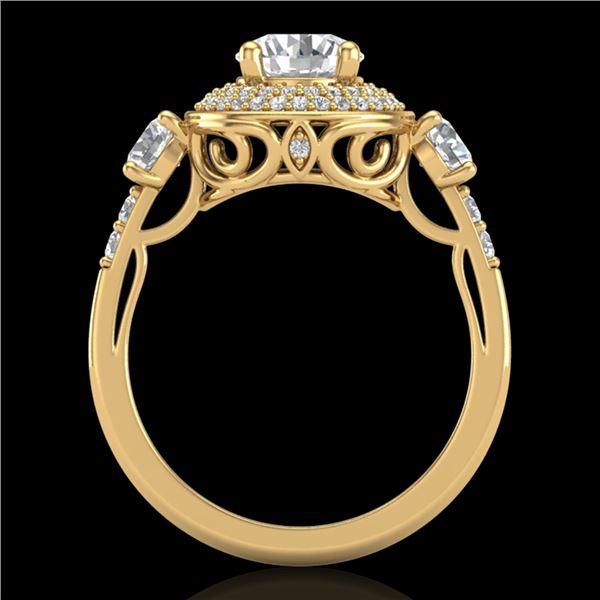 2.05 ctw VS/SI Diamond Solitaire Art Deco 3 Stone Ring 18k Yellow Gold - REF-490H9R
