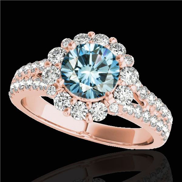 2.51 ctw SI Certified Fancy Blue Diamond Halo Ring 10k Rose Gold - REF-197K8Y