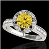 Image 1 : 1.5 ctw Certified SI/I Fancy Intense Yellow Diamond Ring 10k White Gold - REF-211A4N