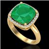Image 2 : 6 ctw Emerald & Micro Pave Halo VS/SI Diamond Ring 18k Yellow Gold - REF-101W8H