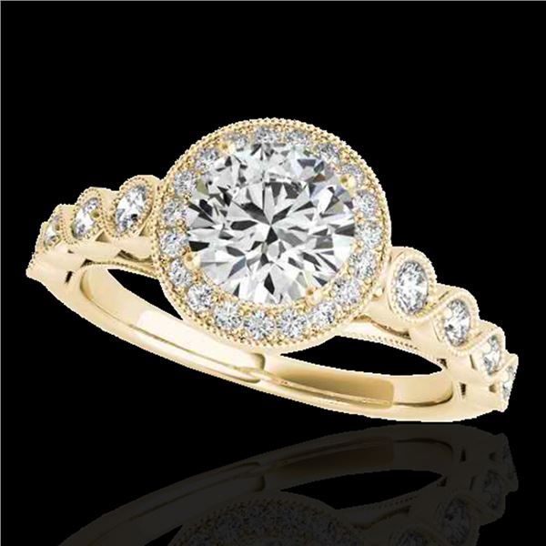 1.50 ctw Certified Diamond Solitaire Halo Ring 10k Yellow Gold - REF-204M5G