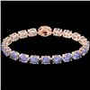 Image 2 : 32 ctw Tanzanite & VS/SI Diamond Micro Bracelet 14k Rose Gold - REF-328W9H